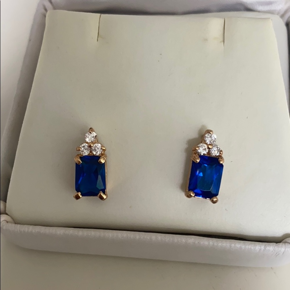 Sapphire and diamond post earrings